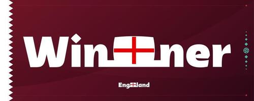 Inghilterra bandiera con vincitore slogan su calcio sfondo. mondo calcio 2022 torneo vettore illustrazione