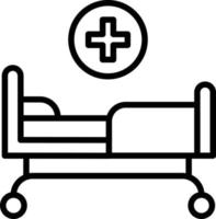 icona della linea del letto dell'ospedale vettore