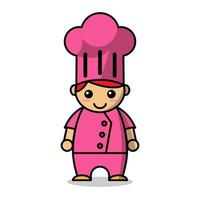 carino bambini chef. cartone animato portafortuna personaggio nel dinamico posizione. maschio e femmina chef. vettore illustrazione.