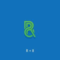logo design combinazione di lettera r e numero 8, logo r e 8, logo design lettera r e numero 8 adatto per marca loghi e altri vettore