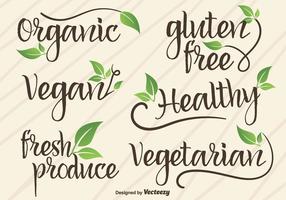 Vector Hand Written Signs / Logotypes Of Vegan And Organic Food