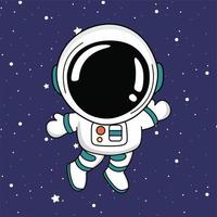 carino astronauta galleggiante spazio cartone animato vettore