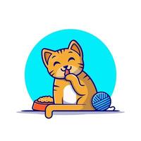 carino gatto con filato palla cartone animato vettore icona illustrazione. animale natura icona concetto isolato premio vettore. piatto cartone animato stile