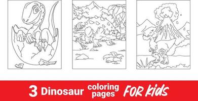 divertente dinosauro colorazione libro per bambini. carino animale sfondo preistorico paesaggio colorazione schema scena. cartone animato preistorico dinosauro stegosauro, colorazione prenotare, divertente illustrazione vettore