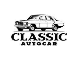 logo Vintage ▾ di classico auto nel monocromatico design vettore