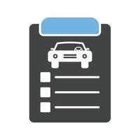 auto elementi lista di controllo glifo blu e nero icona vettore