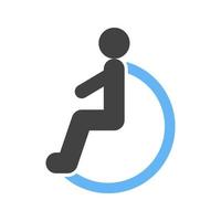 Disabilitato persona glifo blu e nero icona vettore
