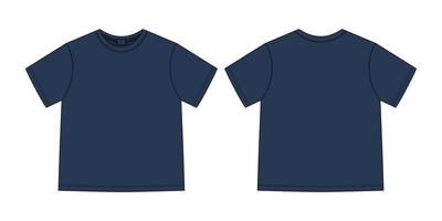 abbigliamento tecnico schizzo unisex t camicia. buio blu colore vettore