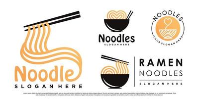 impostato di ramen spaghetto logo design illustrazione per ristorante con creativo concetto premio vettore