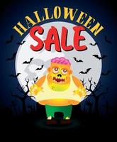 Halloween vendita manifesto, striscione con divertente di spessore zombie vettore