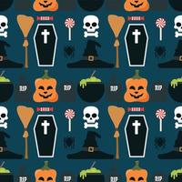 Halloween senza soluzione di continuità impostato design piatto vettore