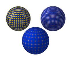 tre palle con vario modelli su un' bianca sfondo vettore