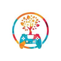 eco gioco vettore logo design. verde gamepad fresco foglia natura logo design.