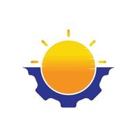 sole Ingranaggio vettore logo design. solare pannello tecnologia logo concetto.