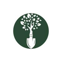 pala albero vettore logo design. verde giardino ambiente logo design modello.