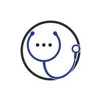 medico Chiacchierare e parlare vettore logo design. medico Aiuto e consultare logo concetto.