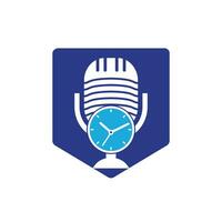 Podcast tempo vettore logo design modello.