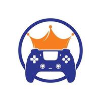 gioco re vettore logo design. gamepad con corona vettore icona design.