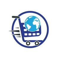 globo shopping carrello vettore logo design. in linea negozio logo disegni concetto.