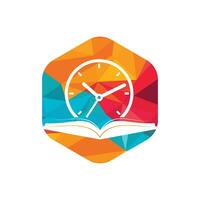 studia tempo vettore logo design. libro con orologio icona design.