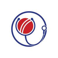 cricket stetoscopio vettore logo design. gli sport Salute e cura logo concetto.
