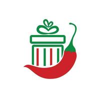 speziato regalo vettore logo design modello. rosso chili regalo vettore logo design.