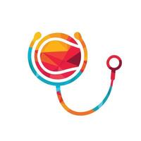 tennis stetoscopio vettore logo design. gli sport Salute e cura logo concetto.