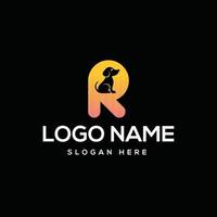 r cane logo negativo spazio design modello ispirazione, cane vettore, iniziale logo..eps vettore