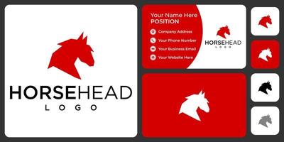 design del logo della testa di cavallo con modello di biglietto da visita. vettore