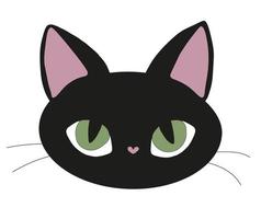 nero gatto con verde occhi. strega Helloween gatto illustrazione. gatto icona. vettore