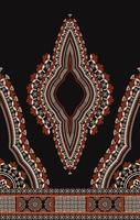 etnico ovest africano dashiki vestito floreale modello su nero colore sfondo. tribale arte camicie moda. collo ricamo ornamenti. vettore