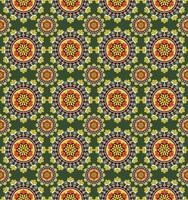 africano etnico cerchio fiore forma senza soluzione di continuità modello colorato verde sfondo. uso per tessuto, tessile, interno decorazione elementi, tappezzeria, avvolgere. vettore