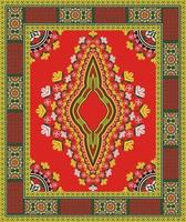 etnico ovest africano dashiki tradizionale colorato rosso verde modello sfondo. tribale arte camicie moda. collo ricamo ornamenti. vettore