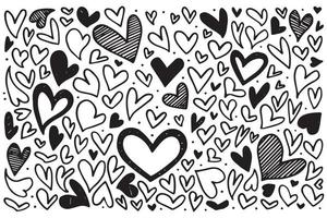 cuori di doodle, cuori d'amore disegnati a mano. illustrazione vettoriale. vettore