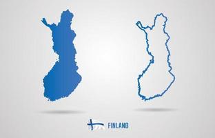 Finlandia repubblica carta geografica con bandiera, vettore illustrazione.