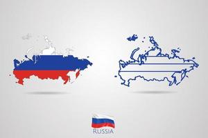Russia repubblica carta geografica con bandiera, vettore illustrazione.