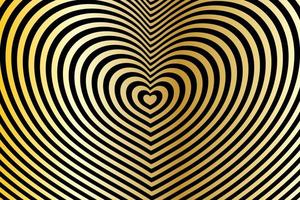 astratto ottico illusione. nero sfondo con un' oro cuore. vettore. vettore