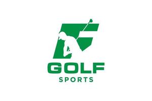 alfabeto lettera icona logo f per golf logo design modello vettoriale, etichetta vettoriale del golf, logo del campionato di golf, illustrazione, icona creativa, concetto di design