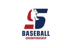 lettera s con logo da baseball. elementi del modello di progettazione vettoriale per la squadra sportiva o l'identità aziendale.