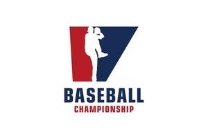 lettera v con logo da baseball. elementi del modello di progettazione vettoriale per la squadra sportiva o l'identità aziendale.