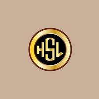 creativo hsl lettera logo design con d'oro cerchio vettore