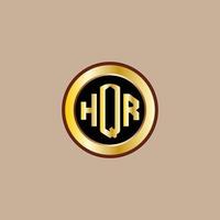 creativo hqr lettera logo design con d'oro cerchio vettore