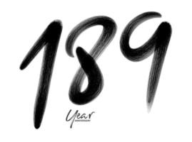 189 anni anniversario celebrazione vettore modello, 189 numero logo disegno, 189° compleanno, nero lettering numeri spazzola disegno mano disegnato schizzo, numero logo design vettore illustrazione