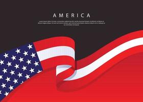 americano bandiera fluente. americano bandiera su nero sfondo. vettore illustrazione modello