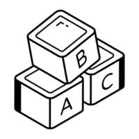 alfabeto blocchi nel modificabile isometrico icona vettore