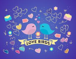 Priorità bassa di vettore di uccelli di amore gratis