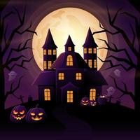 sfondo della casa stregata di halloween vettore