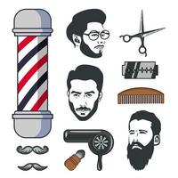 barbiere negozio elemento icona cartello vettore modello design