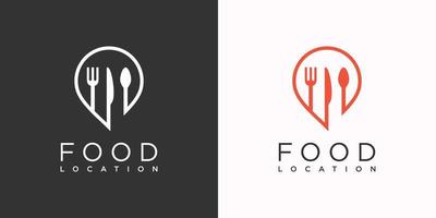 cibo punto logo design con creativo perno Posizione concetto premio vettore