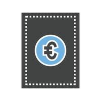 Euro conto glifo blu e nero icona vettore